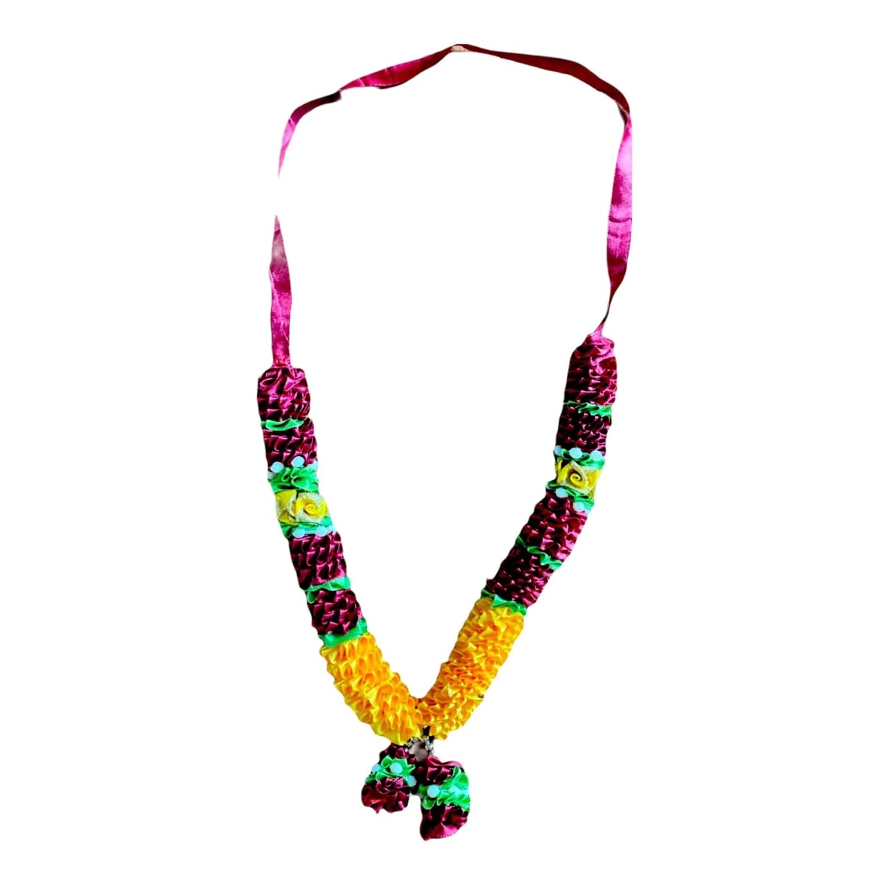 Indian Garland Haar Mala 18 Inch God Goddess Haar Mala Idol Pooja Item Garland for Photo Frame Idol God Shringar Mala Reusable Satin Mala Temple Decor